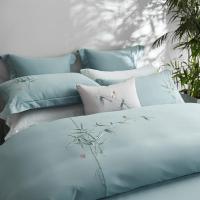 家柏饰(CORATED)新中式60支长绒棉四件套简约全棉全棉1.8m米绣花被罩床单床上用品