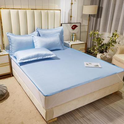 家柏饰(CORATED)床裙款冰丝凉席三件套夏季1.8m可水洗机洗折叠空调席1.5米2软席子
