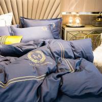 家柏饰(CORATED)纯色简约长绒棉款欧式四件套全棉床上用品全棉单双人被套床单