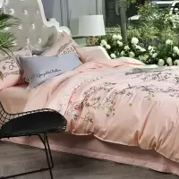 家柏饰(CORATED)60支贡缎长绒棉四件套刺绣全棉全棉埃及棉高端绣花被套1.8/2.0m床