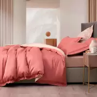 家柏饰(CORATED)四件套全棉全棉100支长绒棉套件简约素色拂晓洛可可红