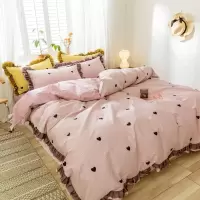 家柏饰(CORATED)蕾丝边四件套全棉全棉被套床单三件套少女心公主风床上用品款