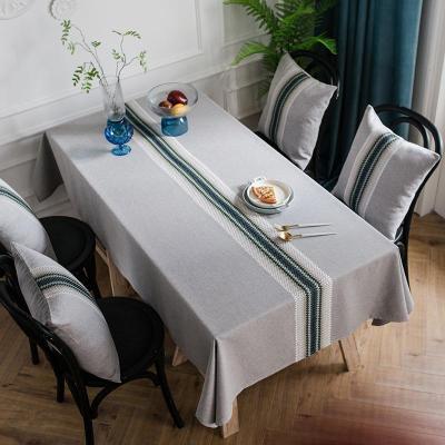 家柏饰(CORATED)餐桌布防水防油防烫免洗绣花长方形家用现代简约桌布布艺北欧
