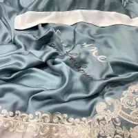 家柏饰(CORATED)80支双面天丝四件套高端欧式结婚刺绣夏季冰丝床上床单被套六件套