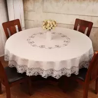 家柏饰(CORATED)圆桌桌布欧式布艺酒店家用简约清新刺绣大圆形桌子茶几台布餐桌布