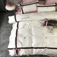 家柏饰(CORATED)欧式60长绒棉四件套床上用品全棉被套少女心公主风小香风全棉床单