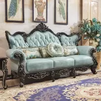 森美人欧式新古典黑檀实木沙发时尚沙发牛皮沙发组合家具
