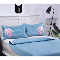 家柏饰(CORATED)彩绘牛皮席软席头层水牛皮凉席1.8米三件套花颜月貌