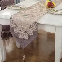 家柏饰(CORATED)现代简约轻美式欧式新中式餐桌布艺电视柜北欧床旗茶几桌旗布 清雅-香槟紫 33*270cm