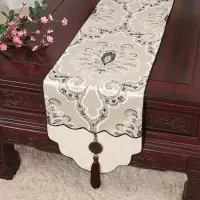 新中式古典玉桌旗茶几长条布艺中国风桌布床柜旗电视柜盖布 如意 34*120适合桌长60-70CM