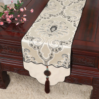 新中式古典玉桌旗茶几长条布艺中国风桌布床柜旗电视柜盖布 如意 34*250适合桌长190-200CM