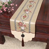 新中式古典玉桌旗茶几长条布艺中国风桌布床柜旗电视柜盖布 米 34*180适合桌长120-130CM