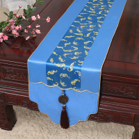 新中式古典玉桌旗茶几长条布艺中国风桌布床柜旗电视柜盖布 如意百福 34*120适合桌长60-70CM