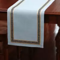 美式桌旗新中式茶旗布禅意席茶几桌布现代简约北欧床旗餐桌茶桌布 浅蓝色 33*360CM(适合3米餐桌或茶桌)