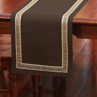 美式桌旗新中式茶旗布禅意席茶几桌布现代简约北欧床旗餐桌茶桌布 深咖色 33*320CM(适合2.6米餐桌或茶桌)