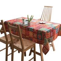 家柏饰(CORATED)民族风红棉麻餐桌布艺台布长方形加创餐厅茶几盖巾布格子