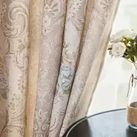 家柏饰(CORATED)欧式客厅窗帘阳台落地窗卧室飘窗定制半遮光提花绣花米色布艺窗帘
