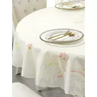 家柏饰(CORATED)圆形餐桌垫PVC圆桌桌布防水防油防烫免洗蕾丝台布少女心