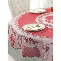 家柏饰(CORATED)结婚喜庆pvc桌布防水防油免洗大圆桌餐桌布布艺圆形家用台布