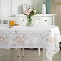 家柏饰(CORATED)pvc椭圆形餐桌布可折叠伸缩桌桌布防水防烫防油免洗蕾丝塑料台布