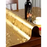 家柏饰(CORATED)金色印花软玻璃PVC桌布防水防油免洗餐桌垫茶几电视柜床头柜胶垫
