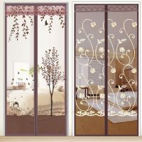 魔术贴防蚊帘磁性纱夏季纱窗防蝇家用隔断自吸磁铁对吸 刺绣玫瑰(加宽4CM魔术贴) 宽90*高200cm