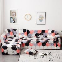 弹力懒人沙发套罩通用型全包萬能套北欧简约布艺沙发垫全盖布一套 粉调 L形组合沙发(贵妃L码+沙发XL码)