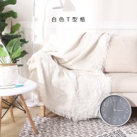 家柏饰(CORATED)沙发巾全盖布北欧沙发垫套毯冬季加厚弹力通用懒人沙发罩 白色T型格 230*340