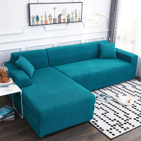 懒人沙发套全包卍能全盖沙发罩四季通用皮沙发垫巾简约 青石蓝 组合套装[四人长235-300cm+四人长235-300cm