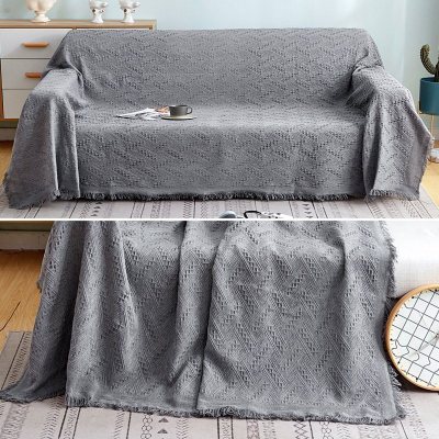 家柏饰(CORATED)北欧色沙发巾沙发布全盖毯子单简约沙发套沙发垫盖布罩 岩灰T格[] 180*230cm