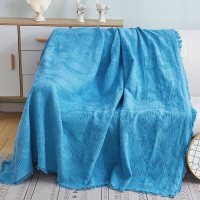 家柏饰(CORATED)北欧色沙发巾沙发布全盖毯子单简约沙发套沙发垫盖布罩 湖蓝菱形格[] 180*340cm