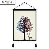 北欧挂画布艺墙布挂布背景布挂毯三联装饰画 客厅卧室房间床头 梅花鹿-2 (绒)宽45cm*高65cm