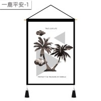 北欧挂画布艺墙布挂布背景布挂毯三联装饰画 客厅卧室房间床头 一鹿平安-3 (绒)宽45cm*高65cm