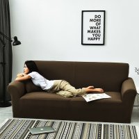 色弹力沙发套全包卍能全盖沙发罩套布艺沙发垫防水简约四季通用 咖啡金 M码(145-185CM双人位适用)