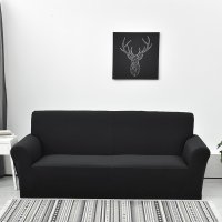 色弹力沙发套全包卍能全盖沙发罩套布艺沙发垫防水简约四季通用 迷踪黑 M码(145-185CM双人位适用)