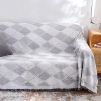 家柏饰(CORATED)北欧方格全盖沙发布单沙发巾沙发套罩沙发垫盖布沙发毯 浅灰方格 180*230cm