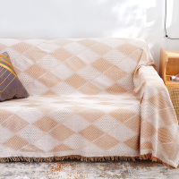 家柏饰(CORATED)北欧方格全盖沙发布单沙发巾沙发套罩沙发垫盖布沙发毯 浅咖方格 130*180cm