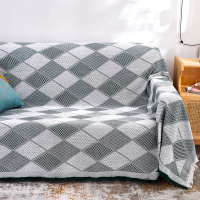 家柏饰(CORATED)北欧方格全盖沙发布单沙发巾沙发套罩沙发垫盖布沙发毯 浅绿方格 90*90cm