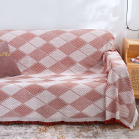 家柏饰(CORATED)北欧方格全盖沙发布单沙发巾沙发套罩沙发垫盖布沙发毯 棕红方格 90*240cm