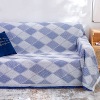 家柏饰(CORATED)北欧方格全盖沙发布单沙发巾沙发套罩沙发垫盖布沙发毯 蓝色方格 230*275cm