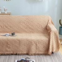 家柏饰(CORATED)北欧方格全盖沙发布单沙发巾沙发套罩沙发垫盖布沙发毯 卡其T格 90*90cm