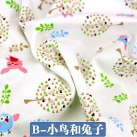 家柏饰(CORATED)全棉布料 宝宝A类衣服面料儿童花布针织棉全棉 棉布布料 小鸟和兔子(半米价)