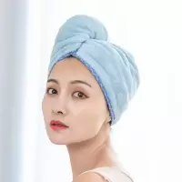 家柏饰(CORATED)2条装女吸水速干擦头发毛巾包头巾浴帽长发干发巾速干毛巾 抹茶绿+湖蓝