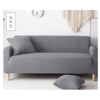 沙发套罩全包萬能懒人弹力沙发罩全盖四季沙发垫巾 浅灰(加厚针织款)送抱枕套和防滑条 M码[一般适合长145-185cm]