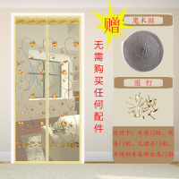 夏季网纱窗防蚊帘卧室家用魔术贴隔断磁性磁铁对吸自吸防蝇 米黄玫瑰刺绣(魔术贴) 170*220cm