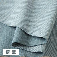 家柏饰(CORATED)人字纹毛呢布料服装面料衣服大衣裤子秋冬加厚仿羊毛单面呢子布料 蔚蓝(半米价)