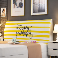 床头套罩北欧风格全包通用防尘软包保护床靠背简约现代木 黄色条文 高度50-65*长度120cm通用款