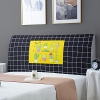 床头套罩北欧风格全包通用防尘软包保护床靠背简约现代木 黑色格子 高度50-65*长度220cm通用款