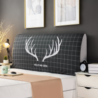 床头套罩北欧风格全包通用防尘软包保护床靠背简约现代木 鹿角格子 高度50-65*长度150cm通用款