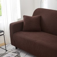 沙发套全包卍能全盖沙发罩四季沙发垫现代简约客厅通用弹力布艺 琥珀棕 S[单人位长90-140cm内]